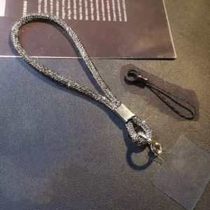 TANTUANG Glitter Rhinestone Phone Lanyard Bright Flash Phone Wrist Straps Trendy Bling Bling Diamond Crystal Keychain Phone Accessories