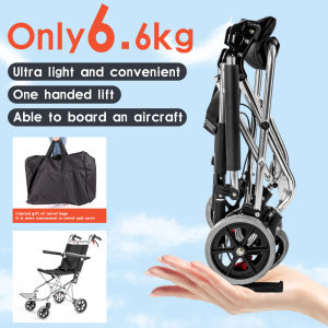 Outdoor wheelchair comfortable lightweight foldable aluminum alloy travel wheelchair suitable for boarding airplanes