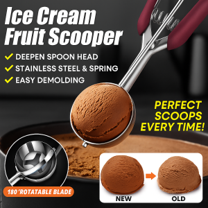 180° Rotating Ice Cream Scoop Stainless Steel Ice Cream Baller for Easy Scooping Quick Efficient Kitchen Tool Easy to Clean