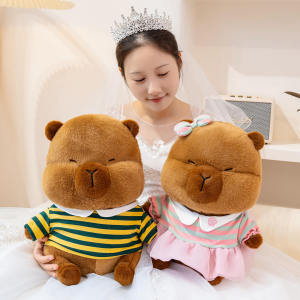 JOJO CASTLE Sweet Couple Capybara Plush Toys A Pair Wedding Capybara Combination Dolls Premium Handmade Animal Toys Romantic Party Decor