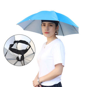 Foldable Head Umbrella Cap Men Women Outdoor Double-Deck Anti Rain Sun UV Protection Fishing Golf Beach Portable Headwear Hat Payung Topi Memancing 头戴雨伞