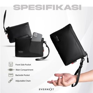 Tas Tangan Pria Cowok Laki Clutch Bag Wanita Cewek Hand Bag Pouch Bag Waterproof Clucth Bag Pria Handbag Pria Anti Tahan Air Warna Hitam