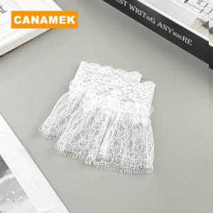 【CANAMEK】 Women Fake Arm Sleeves With Short Tassels White And Black Pleated Cuff Beautiful Lace Accessories Outdoor Embellishments