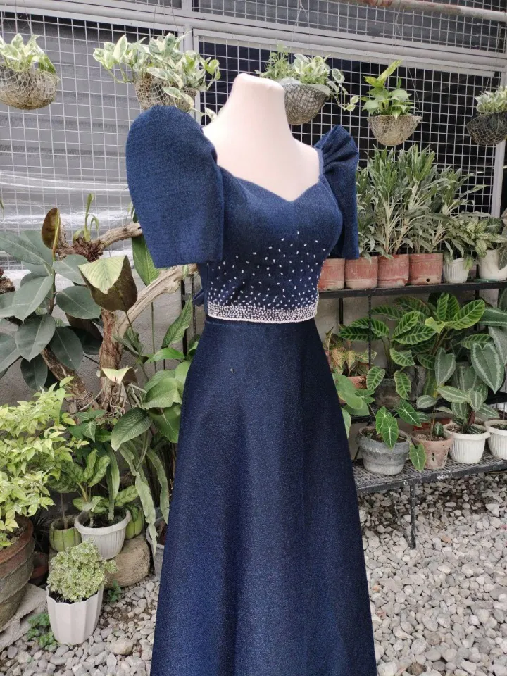 Fashion Silver Filipiniana Dress FILIPINIANA, KIMONA – Frankie And