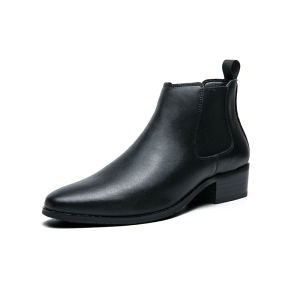 RUCHI Men Chelsea boots Casual Short Printing Medium Cut Ankle Shoes Retro Vintage Leather Boots
