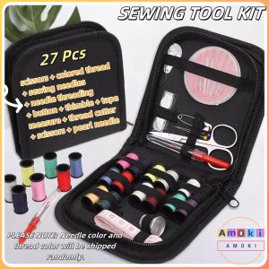 Amoki【Ready in Stock】 27Pcs/set Portable Sewing Kit Home Craft Knitting Tools Organizer with Needle Case for DIY