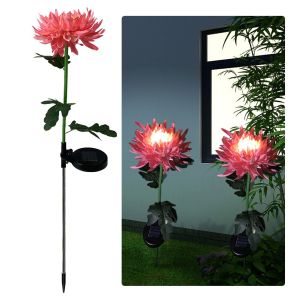 Chrysanthemum Solar Light LED Lamp Outdoor Garden Simulation Flower Lawn Light Plug-In Garden Land Lamp Light Garden Decor