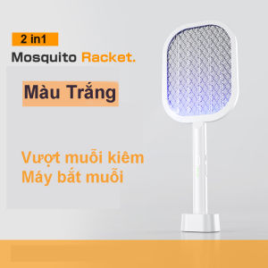 Cao Cấp - Vợt Muỗi Kiêm Máy Bắt Muỗi 2 Trong 1 Đế Cắm Sạc Điện Dùng Ánh Sáng Xanh & Sóng Âm Diệt Muỗi Côn Trùng-N14