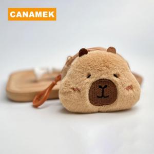 【CANAMEK】 Cute Cartoon Creative Capybara Plush Coin Purse Zipper Purse Keychain Small Headphone Lipstick Bag Mini Wallet Money Bag Gifts