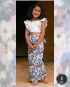 Flower printed and white Traditional Lama Saree for small girls 2026 -L