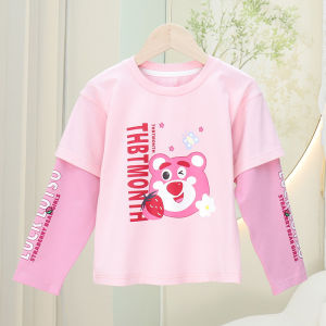 Sanrio Melody Kuromi Fake Two-piece Long-sleeved T-shirt Cinnamoroll Children Cotton Student Costume Cosplay Party Costume Girl Pullover Top