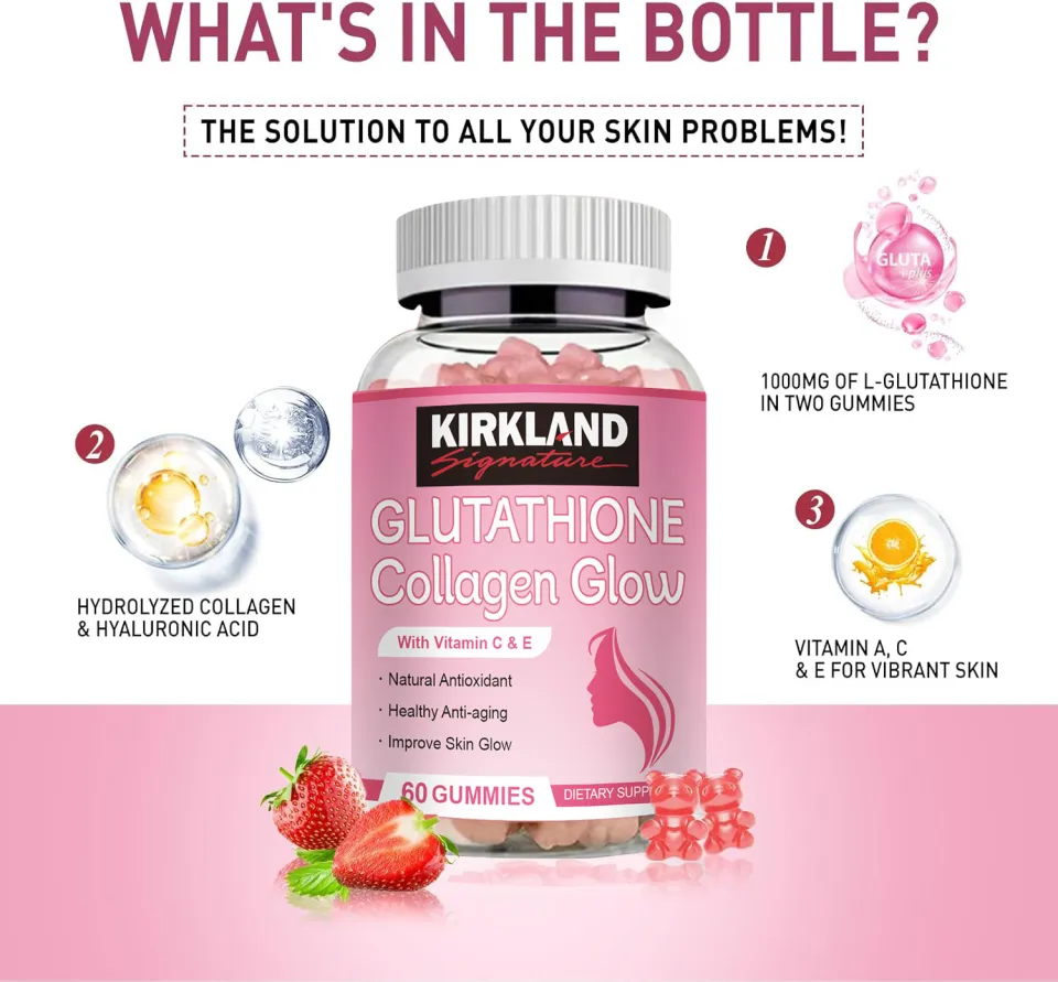 kirkland glutathione gummies KIRKLAND|Glutathione Collagen Glow with Vitamin C & E - Powerful  Antioxidant Blend for Radiant Skin Glutathione Collagen Gummies Whitening  Skin Benefits 60Pcs Gummy Supplement - Lazada