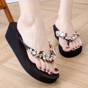 Sandal Jepit INGVIVI Wedges  889 Sandal Ingvv Swarovsky Wedge Permata Spons  Spon Flip 5cm