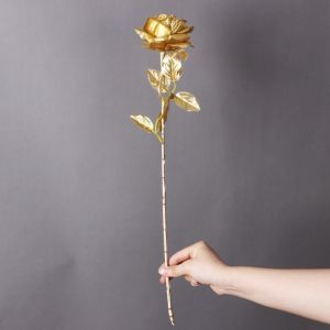 MKEB 1pc Gold Simulated Rose Bouquet Silk Rose DIY Floral Materials Simulation Flowers Creative Soft Artificial Flowers Valentines Day Gift