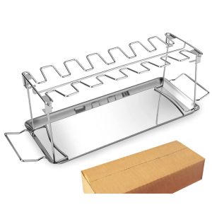 14 Slots Chicken Leg Wing Grill Rack Foldable Shelf Roast Drumstick Stand Holder Stainless Steel Oven Picnic Barbecue Roaster