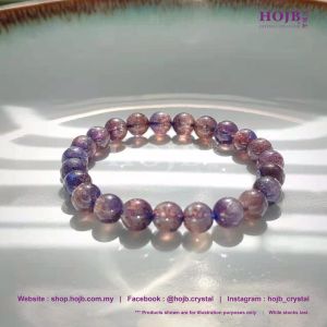 HOJB Top Grade Golden Strawberry Cordierite 6A Beads Bracelet 8-8.5mm 聚寶軒顶级金草莓堇青石(血滴堇青石)6A圆珠手链8-8.5mm