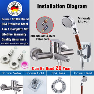 SOXON Bathroom Faucet Shower Mixer Valve Stainless Hot and Cold 2 Way Bathtub Faucet Shower Set