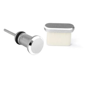 CHCA Bạc 1 Bộ Loại C Sạc Cổng Chống bụi 3.5mm Tai Nghe Jack Cổng dữ liệu Bụi Cắm Nắp bảo vệ Loại C Cắm Type-C Chống Bụi Cắm