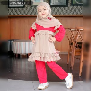 Aluna Oneset by Lilbi - little bee boutique - setelan baju hijab anak - set muslim anak perempuan - outfit muslim anak