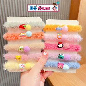 Dây buộc tóc cho bé gái lông xù Hàn Quốc hình thú đáng yêu Shop Bố Sam