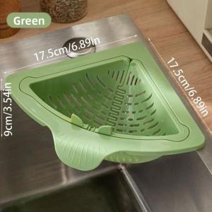 Kebidumei Triangle Sink Drain Basket Kitchen Ma-gnetic Sink Corner Rack Detachable Kitchen Leftovers Garbage Collector Fruit Storage Drain Basket