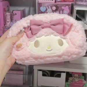 【Ready Stock】Sanrio Kuromi Melody Cinnamoroll Pencil Pouch Large Capacity Pen Case Cute Plush Cosmetic Bag Girls Student Supplies Stationery
