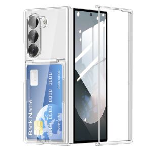 for Samsung Galaxy Z Fold 8 Ultra/ Z Fold 7 Case with Card Holder (2 Cards) Kickstand Hard Plastic Shockproof Protective Case for Samsung Z Fold 6 CaseZ Fold 5 Case