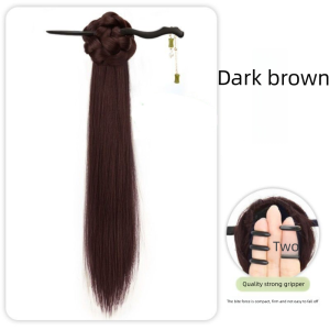 YUNAFIN Phong cách Trung Quốc Kẹp tóc đuôi ngựa Thẳng Xoăn Dài Phổ thông Nối tóc Thời trang Với kẹp vuốt Tóc giả đuôi ngựa Dành cho Nữ