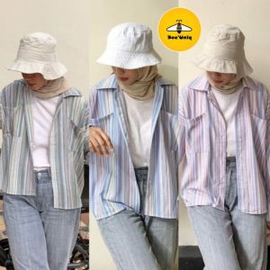 BeeUniq Kemeja Picato Oversize Candy Stripe Cute