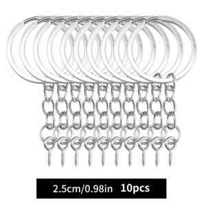 10Pcs Keychain Rings and Screw Split Key Rings with Chain Jump Rings and Screw Eye Pins Bulk for Crafts Making Jewelry