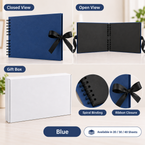 40 Page DIY Handmade Photo Album Bowtie Ribbon Craft Album Scrapbook Book Kraft Album Anniversary Wedding