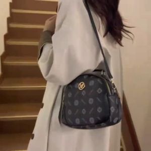 high-end Fashion double zipper shoulder sling bag Messenger Bag Small Round Bag Texture Handbag for women