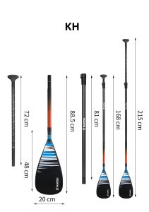 พายเรือคาร์บอนไฟเบอร์พายเรือสามส่วนลายคาร์บอนเต็มรูปแบบสี