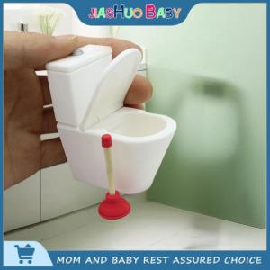 JiaShuo Baby Toy Dollhouse Simulation Toilet Seat Vintage Dollhouse Bathroom White Toilet Doll House Miniature Baby Pretend Toy Doll Accessories