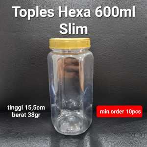 Harga 10pcs Toples Hexagonal  SLIM 600ml | Toples Segi Enam Slim 600ml