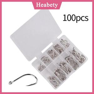 Heabety 100 cái hộp câu cá móc thép carbon vòng tròn duy nhất fishhook câu cá Phụ Kiện