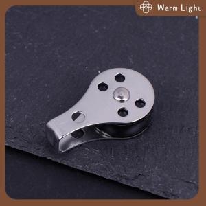 Warm Light 25มม316สแตนเลสรอกโหลดล้อเดี่ยวหมุนยกเชือกรอกสำหรับบล็อกวิ่งเรือคายัคอุปกรณ์เสริม