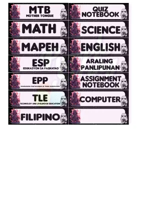 Subject Sticker for Notebooks