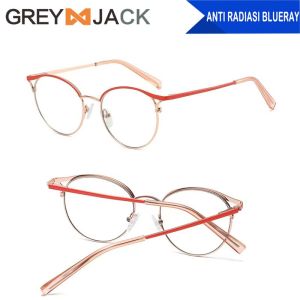 Grey Jack Kacamata Antiradiasi Blueray Korean Style Oval Simple Design Elegant Metal Colorful Fashion Wanita Terbaru 511