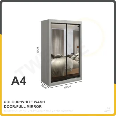 [SG Seller] Twentyone 4FT Solid Plywood Sliding Door Wardrobe (Free Installation)
