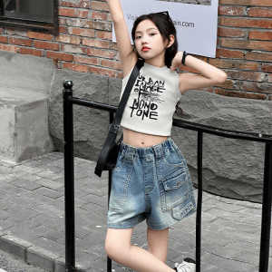 ⚡ พร้อมส่ง ⚡กางเกงขาสั้นเด็ก กางเกงขาสนเด็กผู้หญิง มีกระเป๋า เเฟชั่นเด็กหญิง ไซส์130-160