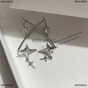 [COD] WEICHENG 1Pair Fashion Color Star Clip Ear Cuff Earrings for Women Zircon No Trendy Ear Clip Gothic Irregular Earcuff Earring Jewelry