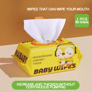 Baby Wipes 80 Pcs /Pack Non Alcohol Hypoallergenic 100% Water Unscented