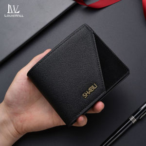 LouisWill กระเป๋าสตางค์ผู้ชายกระเป๋าสตางค์แฟชั่นกระเป๋าสตางค์ผู้ชาย PU นิ่มกระเป๋าสตางค์ใบสั้นย้อนยุคกระเป๋าสตางค์หลายช่องกระเป๋าเดินทางผู้ที่ใส่บัตร ID เครดิต Pouch Koin