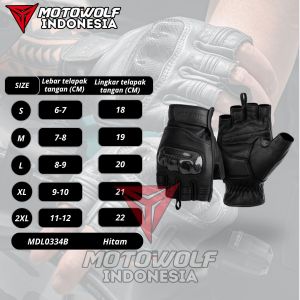 Motowolf Sarung Tangan Motor Kulit Half Finger Protector Karbon Anti Slip 0334B