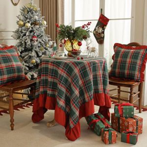 GENENIC Plaid Christmas Pillow Cover Festive Square Cushion Pillowslip Holiday Decor Decorative Sofa Pillowcase Christmas