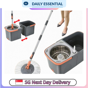 【DAILY ESSENTIAL】 Detachable Spin Mop and Bucket Set | 2 Pads or 5 Refill Pads