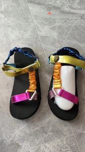 [Free Shipping] Plus-Size WomenS Sandals 2025 New Style Ethnic-Inspired Thick-Soled With Velcro Straps Color-Blocked Design Suitable For Outdoor Wear And Beach Use Comfortable To Wear