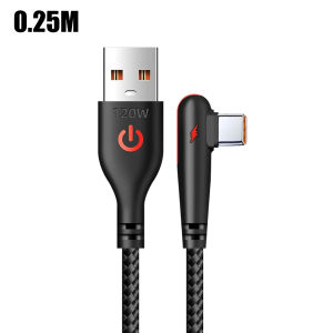 120W USB To Type-C Cable 90 Degree Elbow Fast Charging Premium Braided Nylon Tangle Wear-Resistant For Huawei Xiaomi Samsung