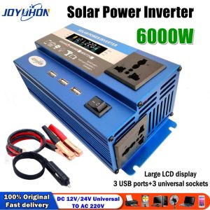 JOYUHON 6000W Car Inverter DC12V/24V TO AC220V Power Inverter Voltage Converter Solar Inverter with 3USB and 2 universal sockets for home and outdoor travel emergency power supply